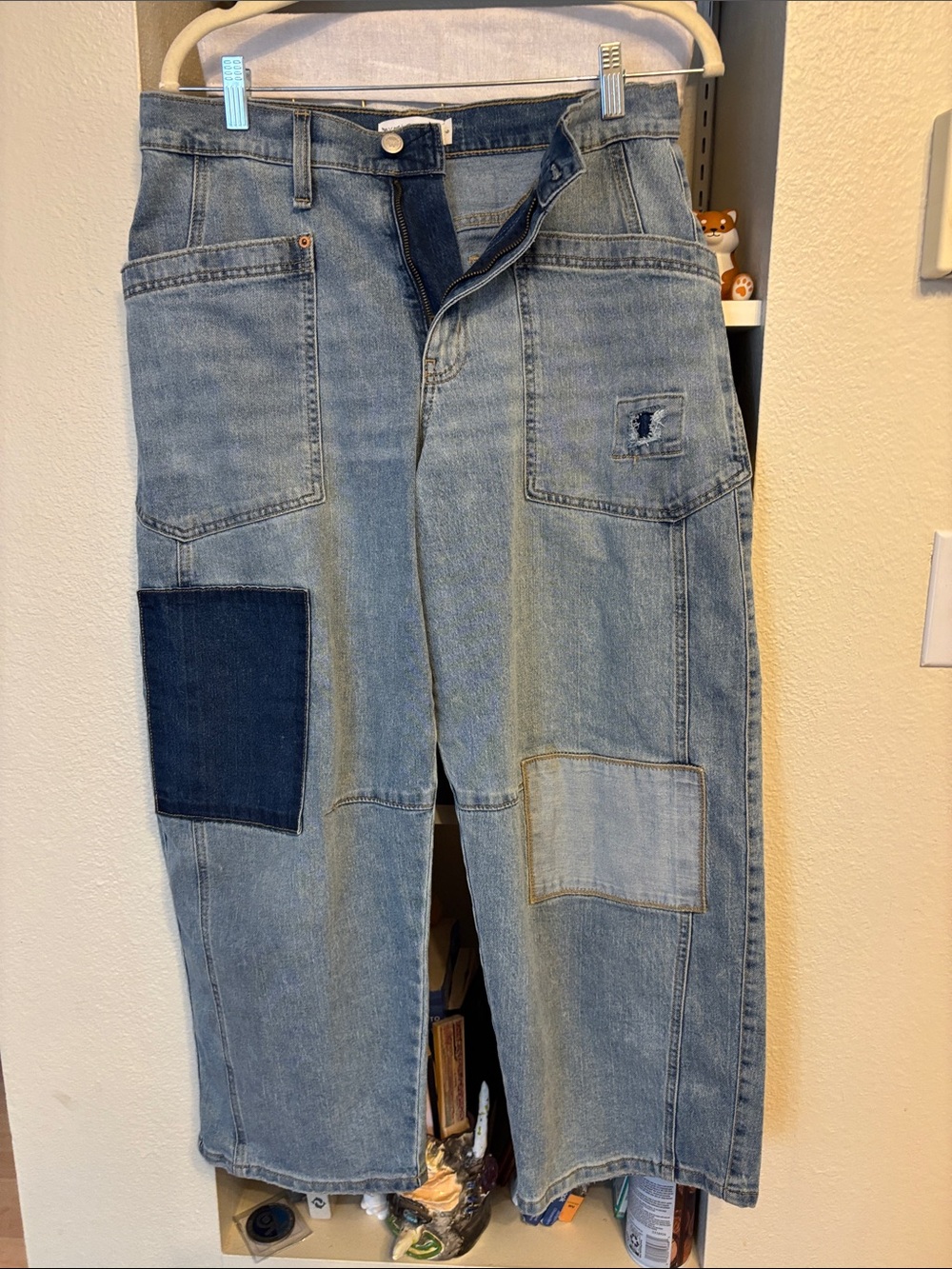 Jessica Simpson Light Blue Patchwork Wide Leg Jeans